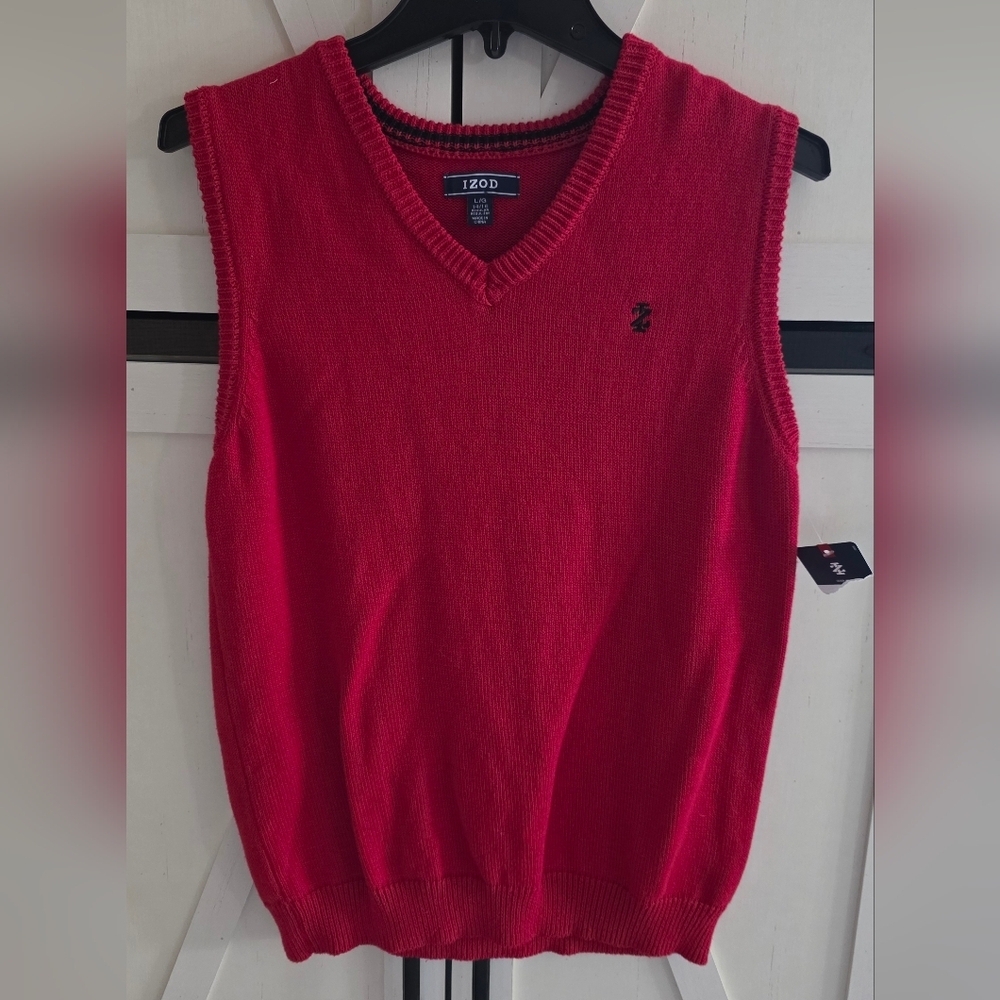 Izod Men's V-Neck Red Sweater Vest